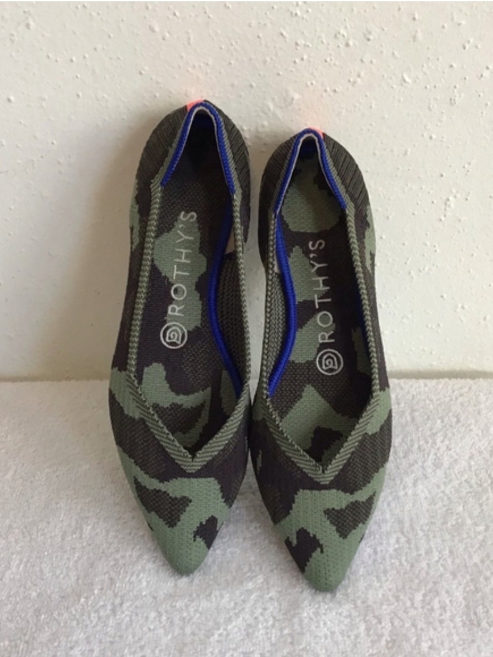 Rothy's Women's Pointed Camo Ballet Flat - Green/Black